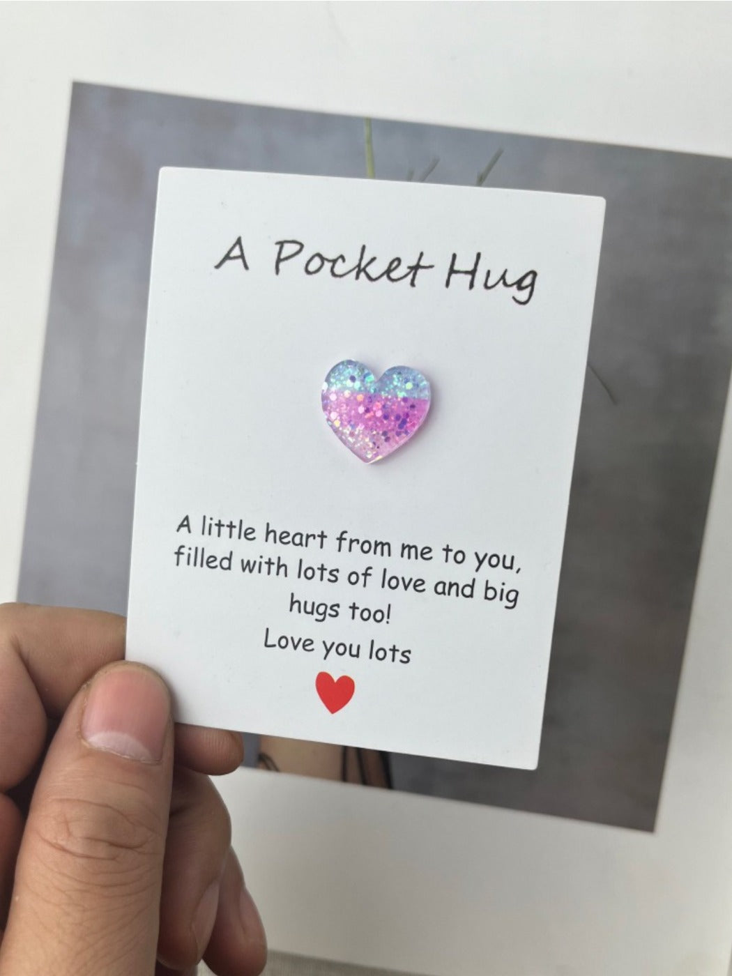 Taphug - Pocket Hug 3 Color Heart Gift pocket hug card and keepsake token view 9