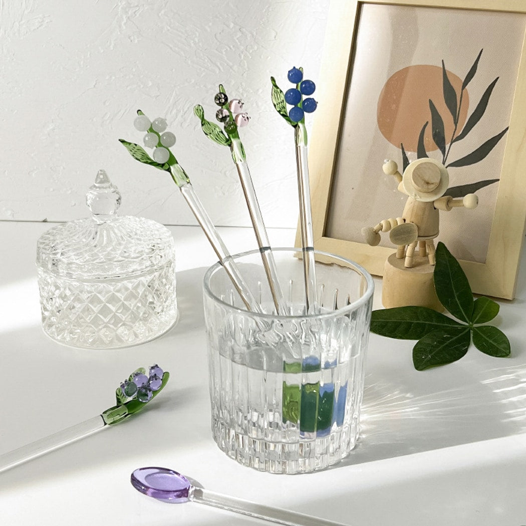 Glasira - Cute Blueberry Long Handle Spoon