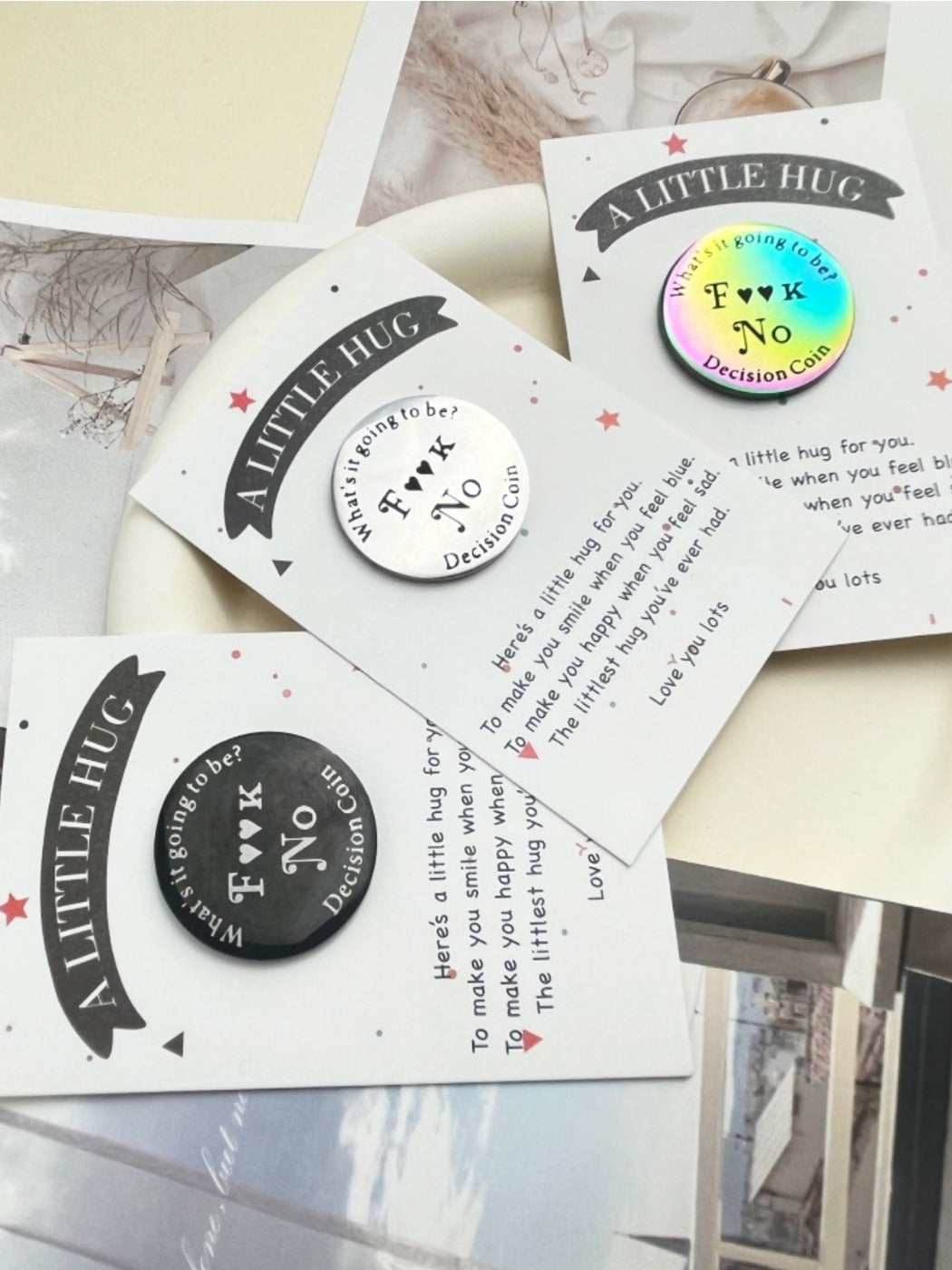 Taphug - Unique Pocket Decision Coin with Double Sided pocket hug card and keepsake token view 2