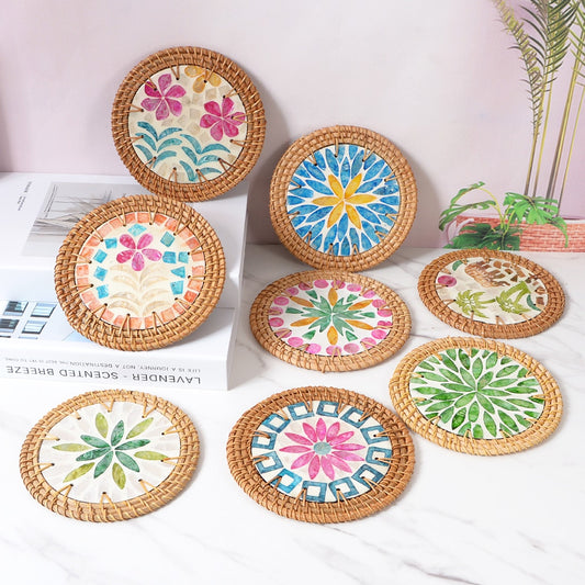 Thimara - Colorful Floral Pattern Decorative Round Coaster