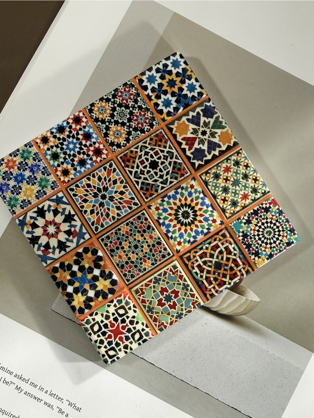 Thimara - Vintage Bohemian Embossed Square Ceramic Coaster