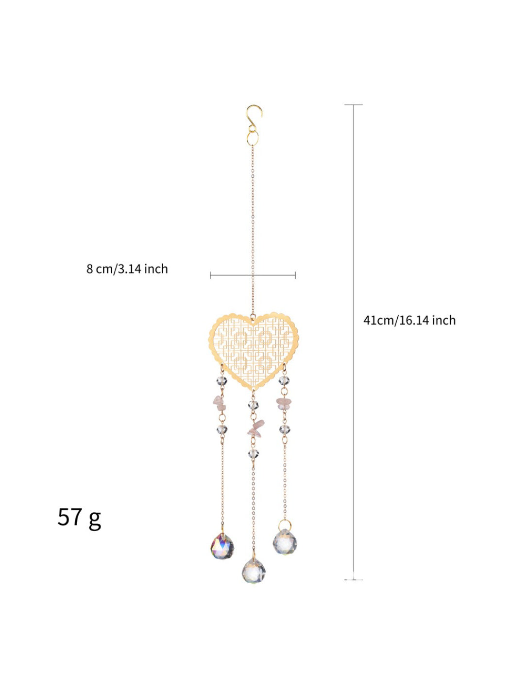Somnia Heart Prism Hanging Sun Catcher hanging against a blurred background