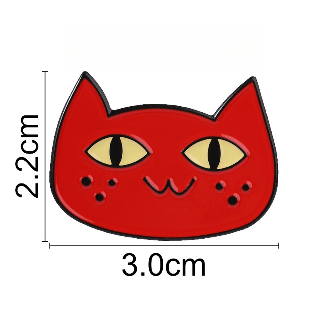 Pinori - Red Cat Face Enamel Animal Pin