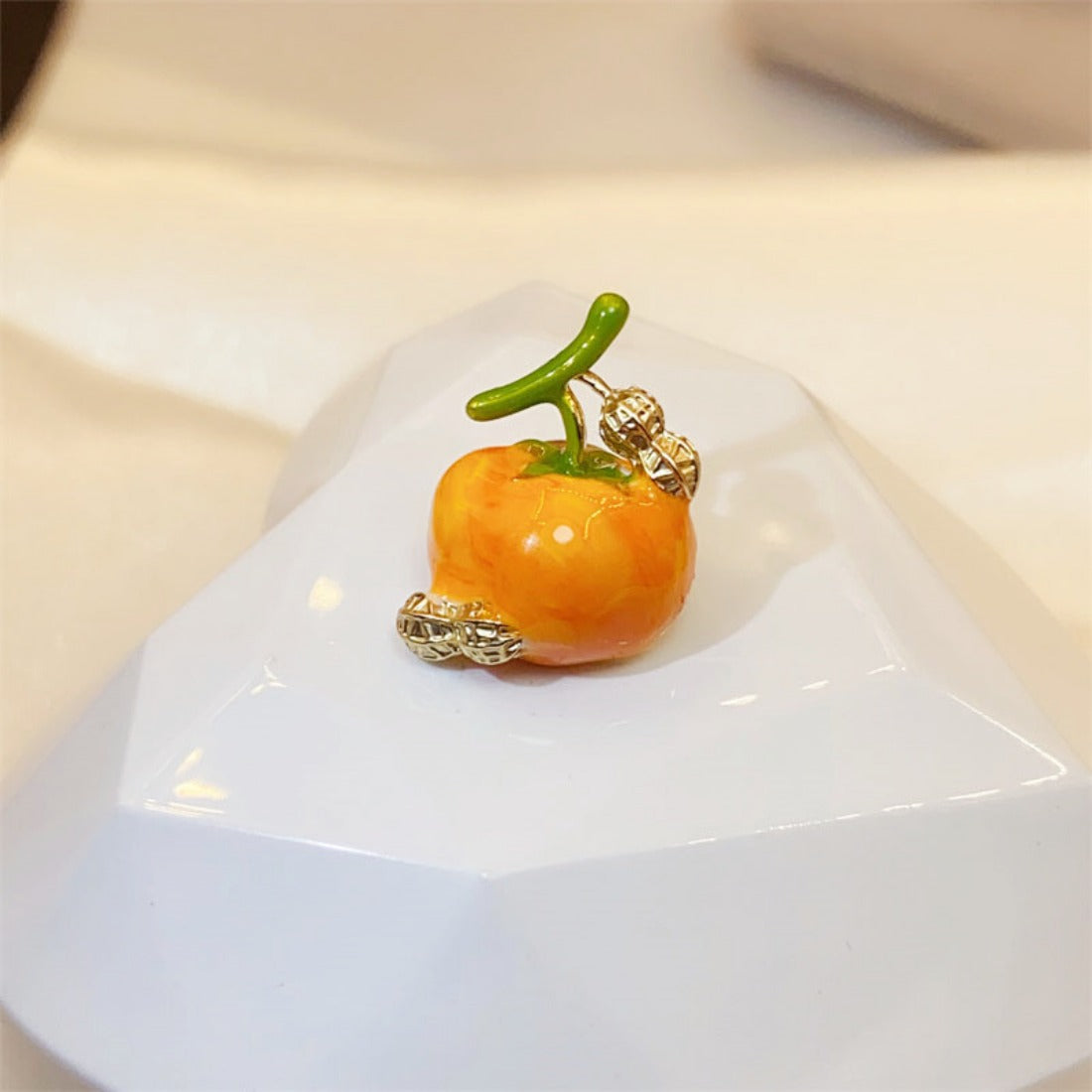 Enamel Persimmon Brooch