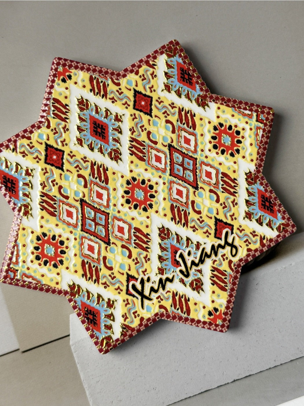 Thimara - Bohemian Aesthetic Octagonal Star  Ceramic Coaster