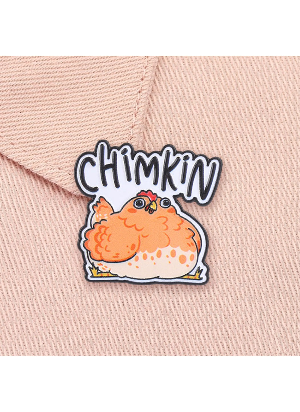 Pinori - Cute Cartoon Chubby Chicken with Fun Letters Pin Brooch Badge