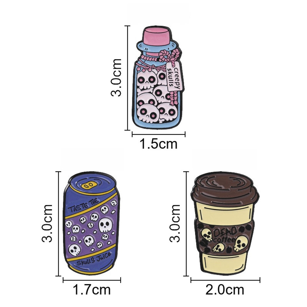 Pinori - Skull Drink Cartoon Enamel Pin