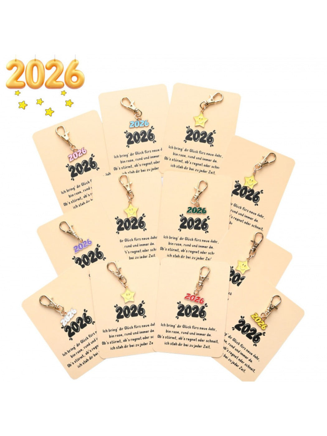Taphug 2026 Blessing Card featuring multicolor year star design on white background