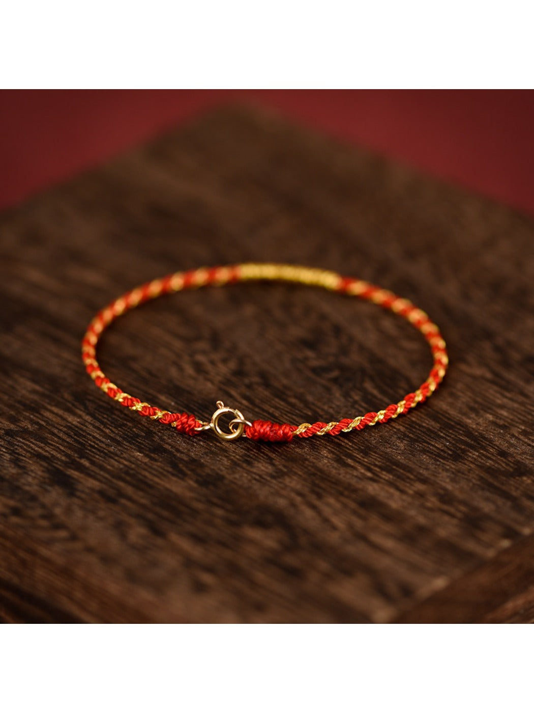 Emora golden thread rope bracelet worn on a wrist showing fit and design