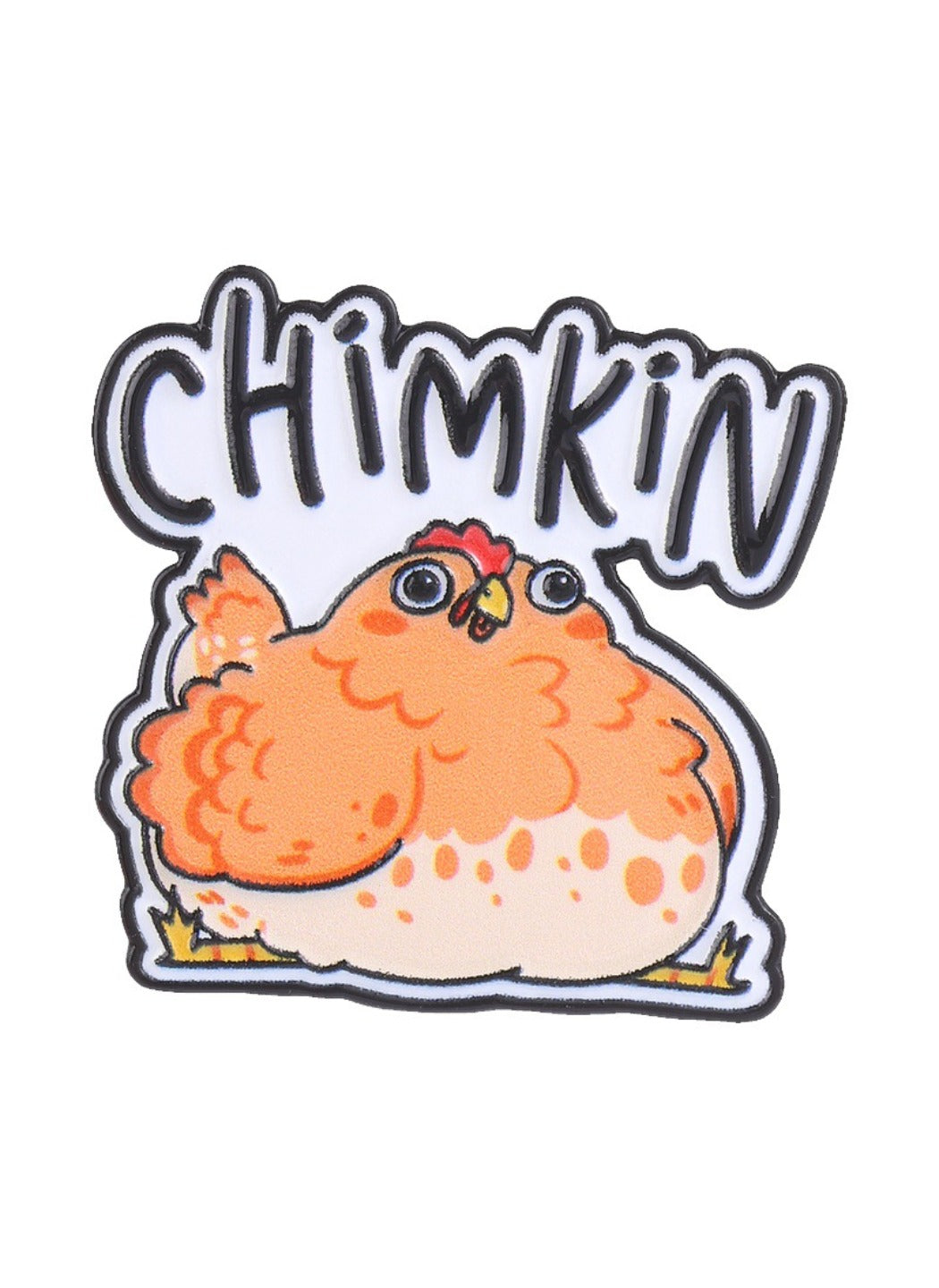 Pinori - Cute Cartoon Chubby Chicken with Fun Letters Pin Brooch Badge