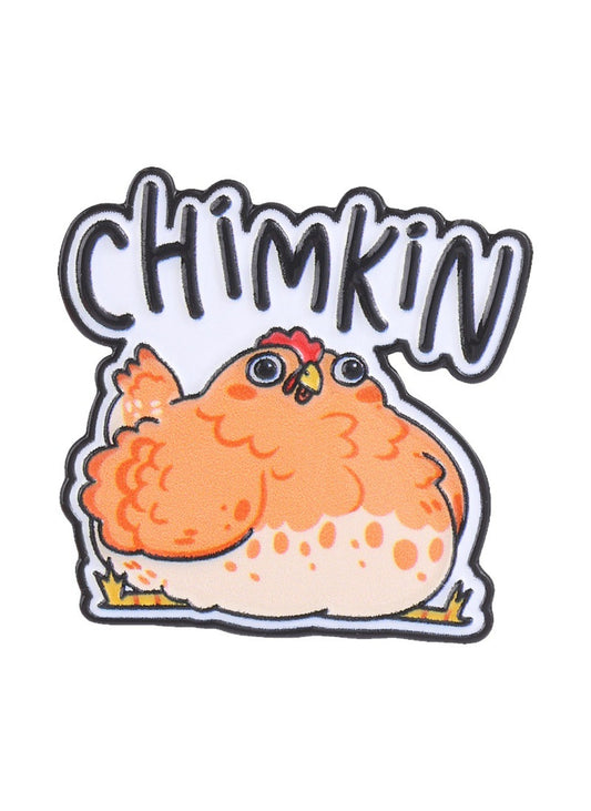 Pinori - Cute Cartoon Chubby Chicken with Fun Letters Pin Brooch Badge