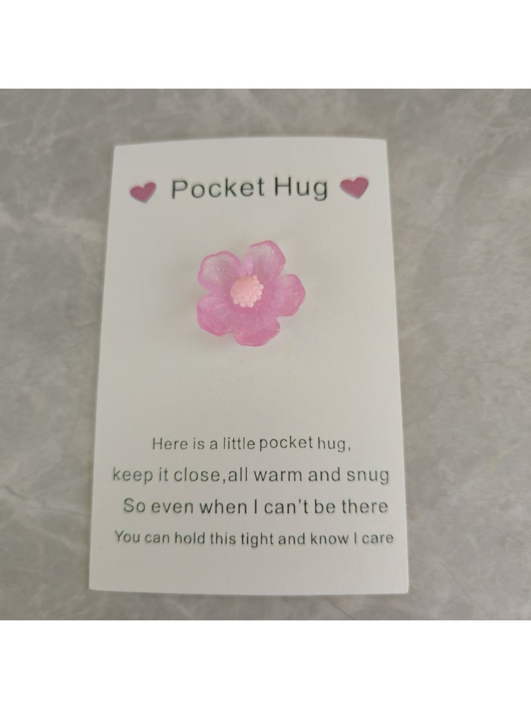 Taphug - Pocket Hug Peach Blossom pocket hug card and keepsake token view 3