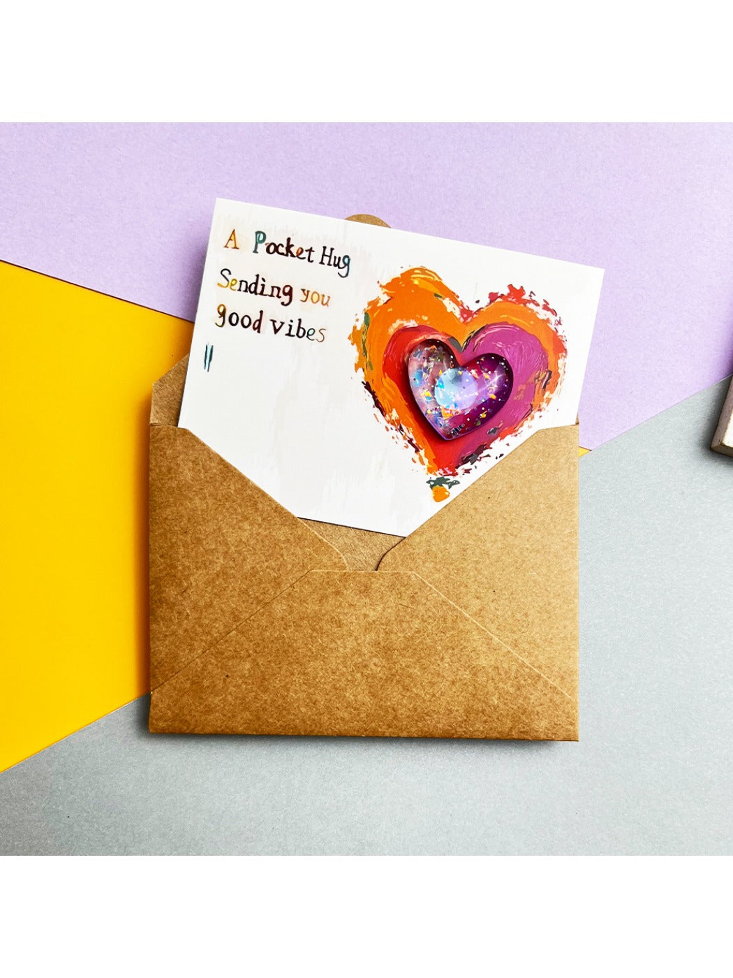 Taphug - Pocket Hug Gradient Glitter Heart pocket hug card and keepsake token view 9