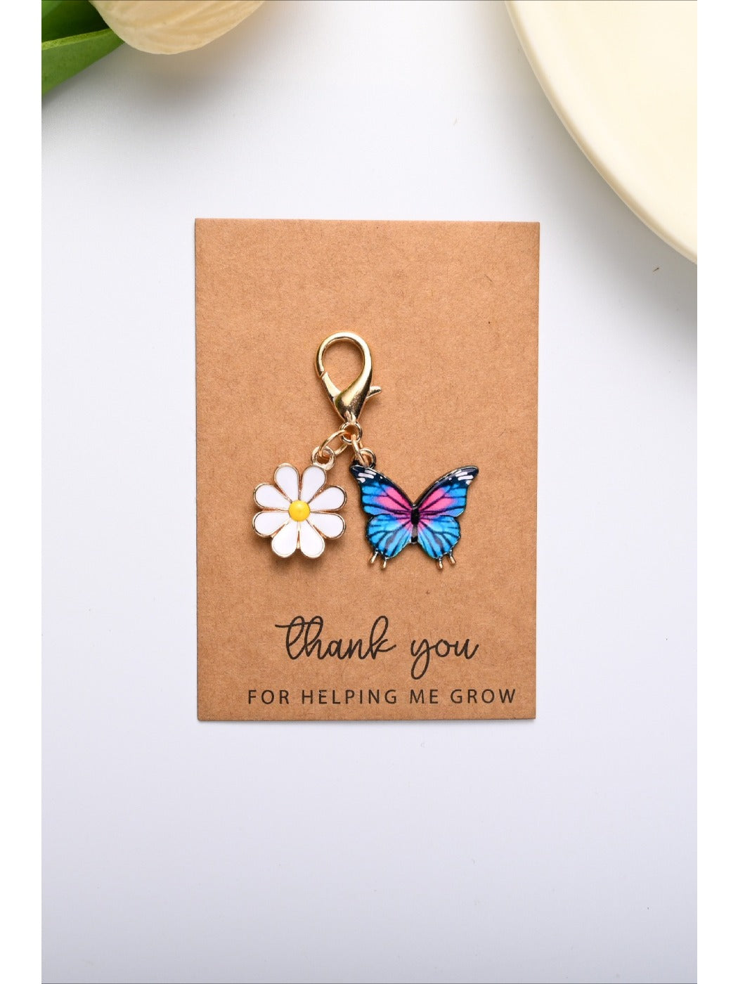 Taphug - Colorful Thank You Enamel Butterfly Daisy Keychain