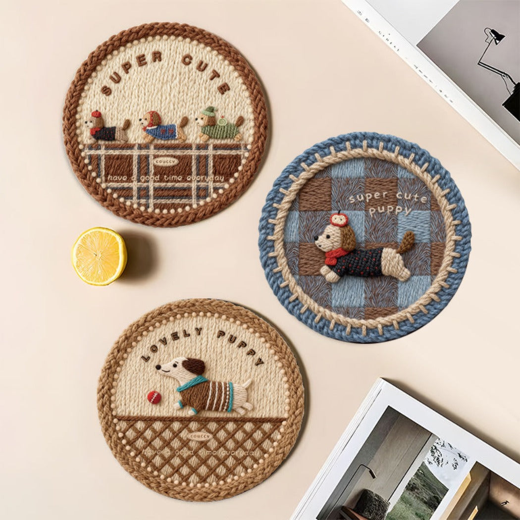Thimara woven texture coaster with heat resistant placemat in neutral tones