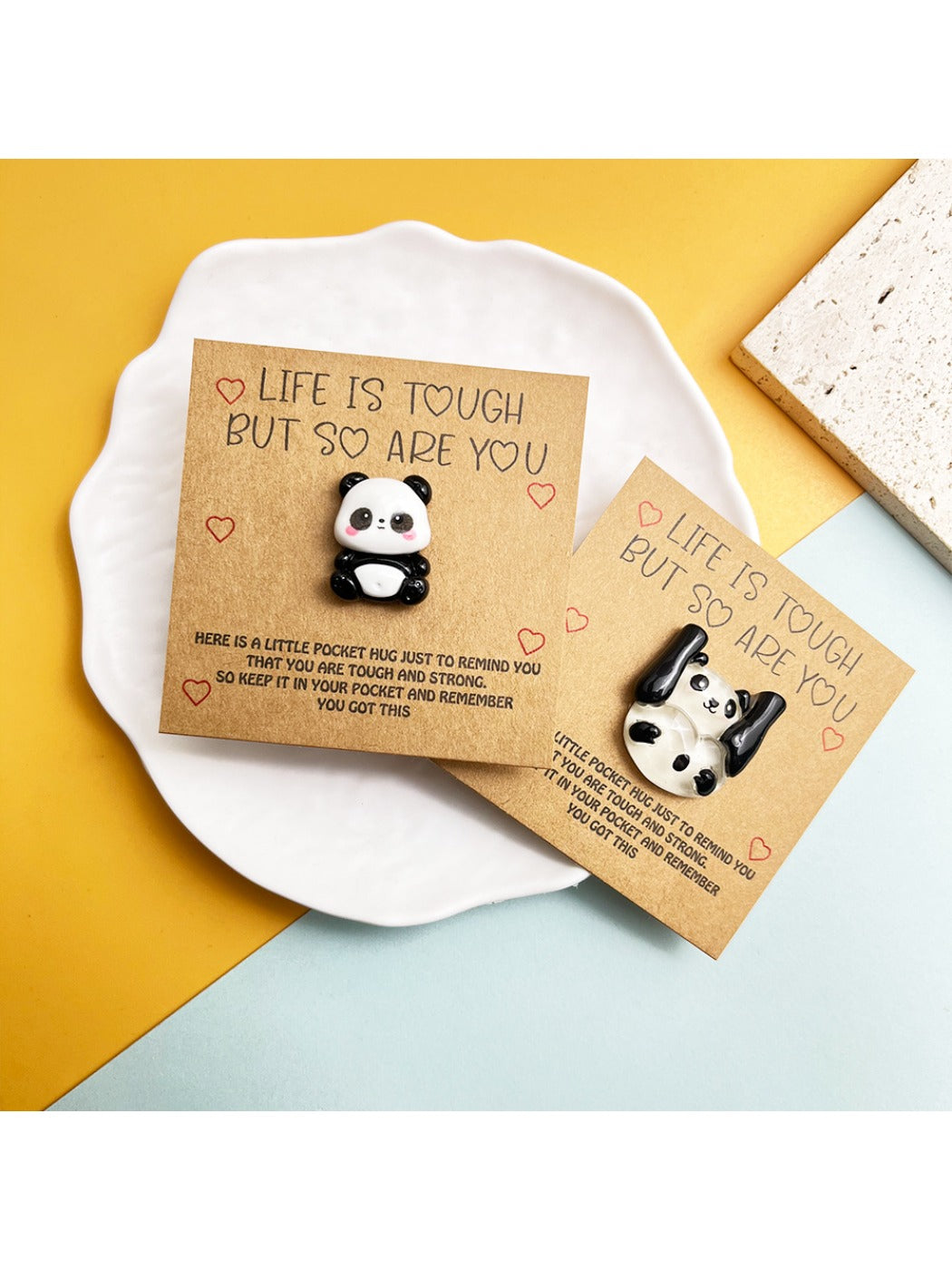 Close-up of the panda design on the Taphug DIY pocket hug card
