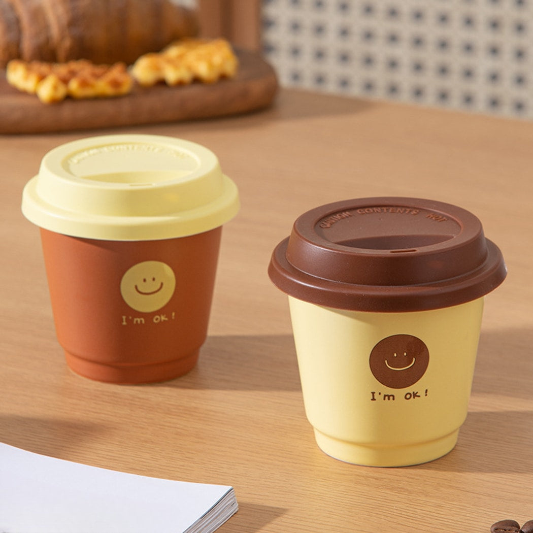 Mivora - Cute Round Smiley Lid Coffee Drinking Cup