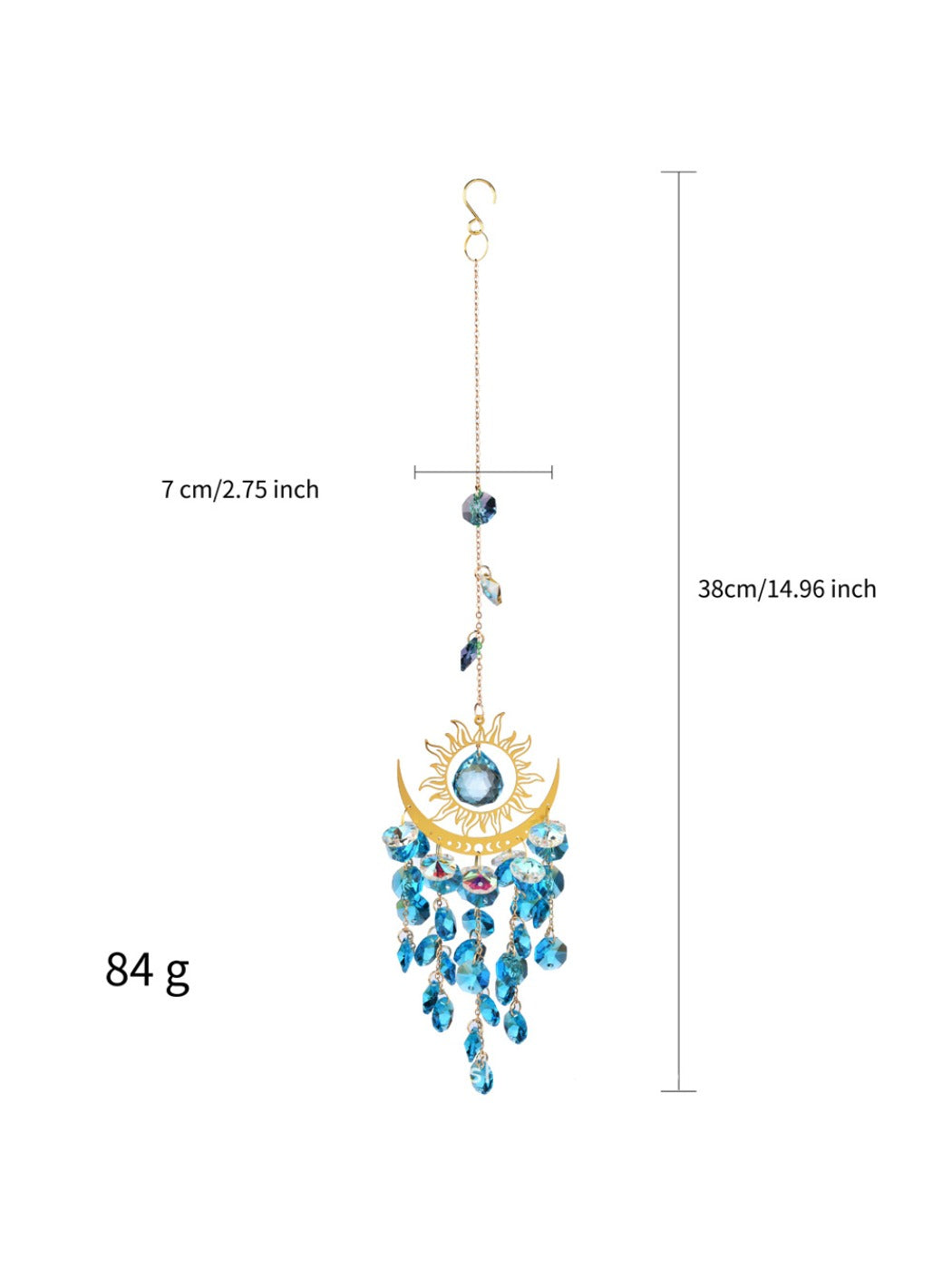 Somnira Sparkle Evil Eye Dream Catcher hanging outdoors with natural light enhancing sparkle