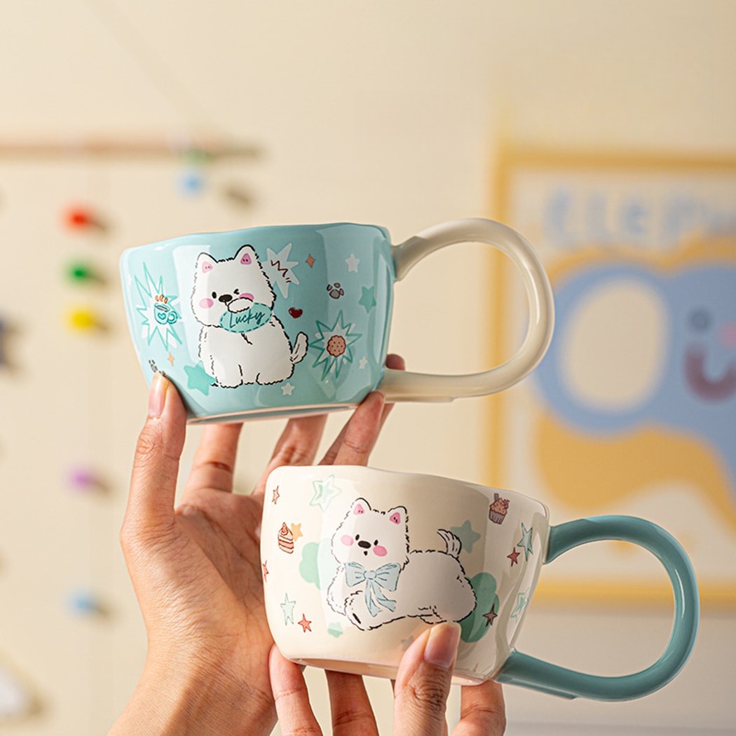 Mivora - Cute Cartoon Dog Round Handle Coffee Mug