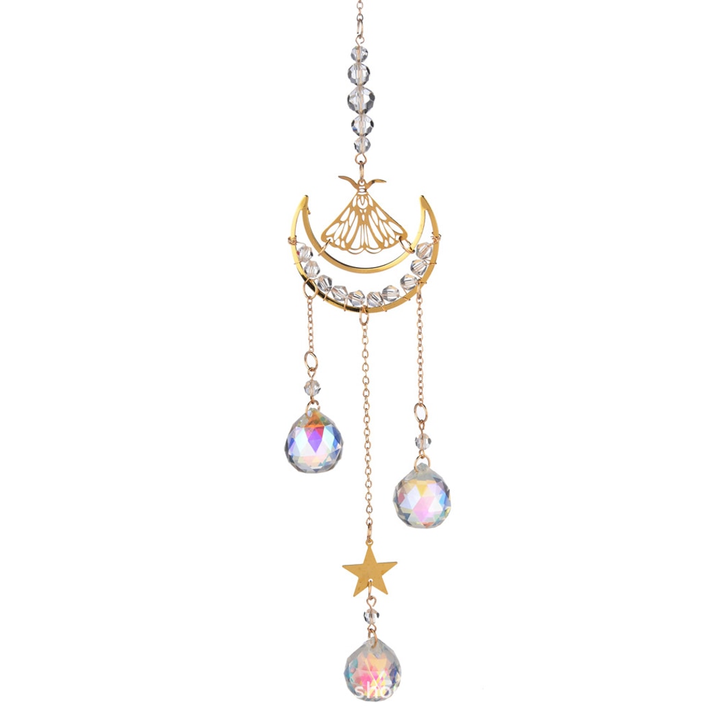 Somnira - Moon and Moth Hanging Suncatcher