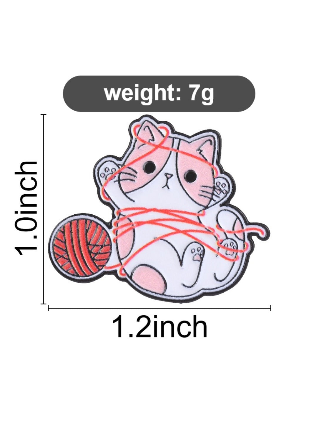 Pinori - Cute Cartoon White Kitten Tangled in Yarn Pin Brooch Badge