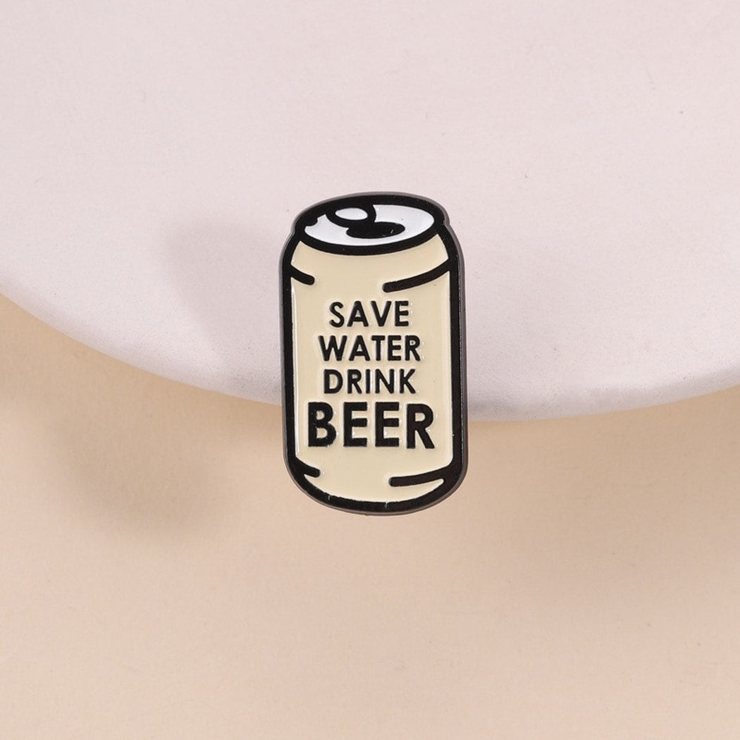 Pinori - Playful Lettered Beer Can Pin Brooch
