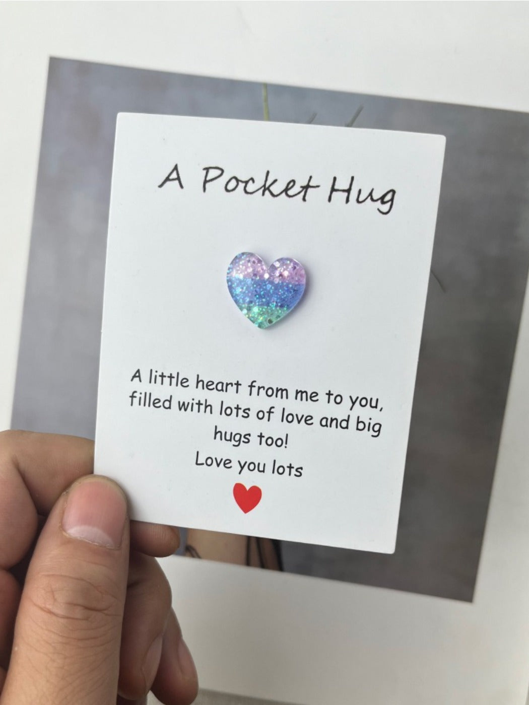Taphug - Pocket Hug 3 Color Heart Gift pocket hug card and keepsake token view 8