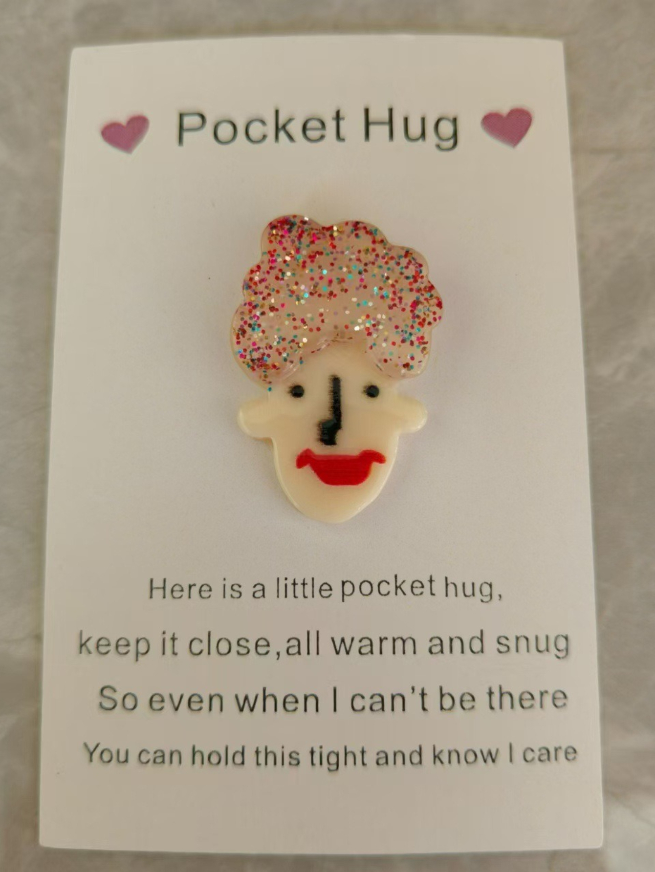Taphug - Pocket Hug Afro Hair with Glitter Detail pocket hug card and keepsake token