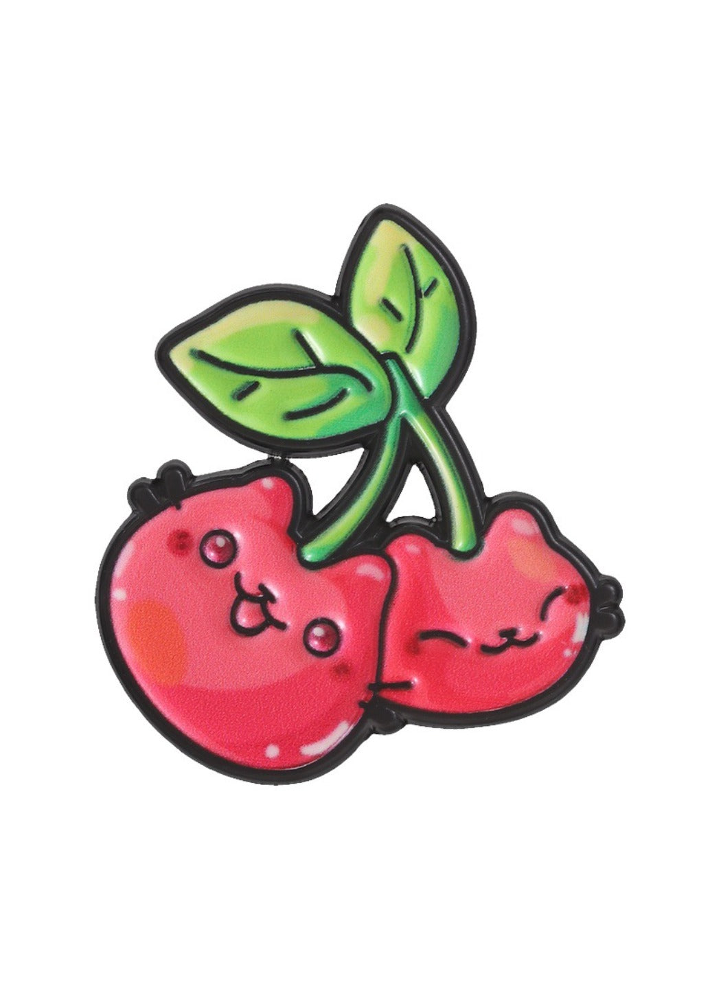 Pinori - Cute Cartoon Cherry Fruit & Kitten Pin Brooch Badge