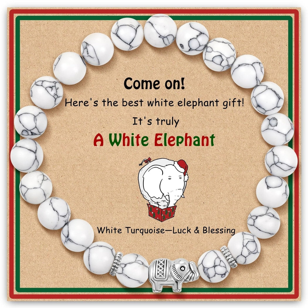 Emora - Simple Elephant Charm Round Beaded Bracelet