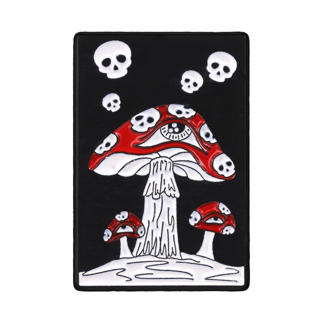 Pinori Skull Mushroom Enamel Pin Set