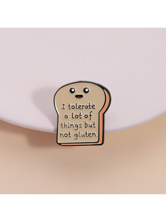 Pinori cute bread cartoon pin on a white background