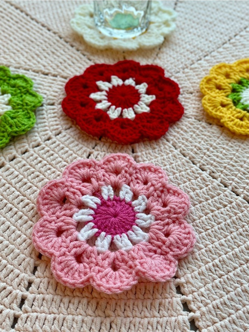 Kovira - Stylish Ins Floral Crochet Coasters