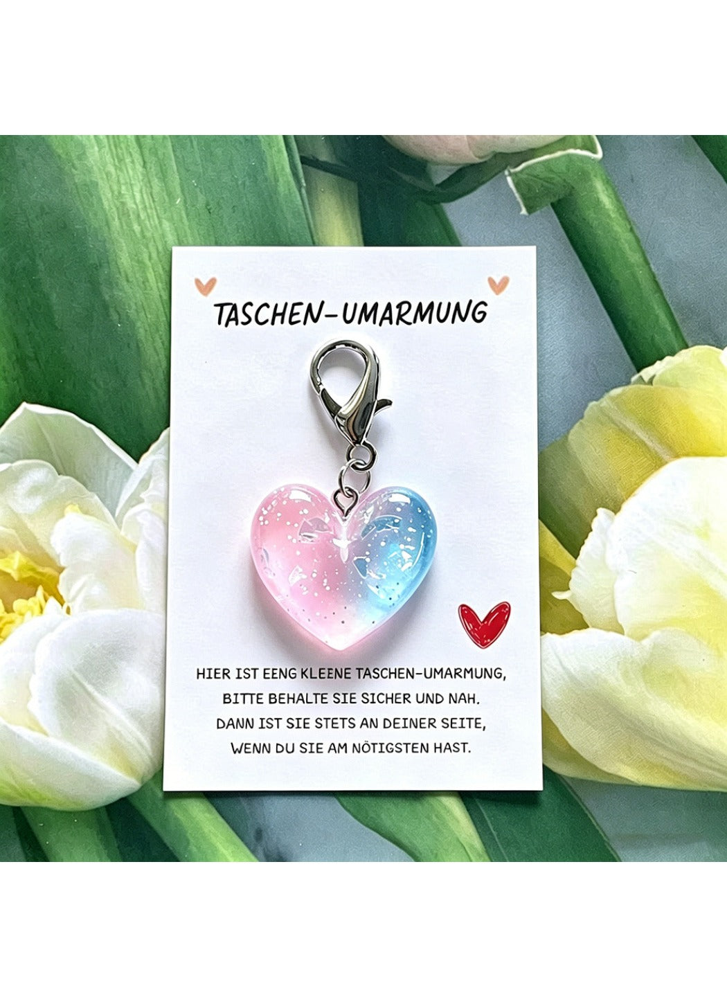 Taphug  - Plastic Pocket Hug Card Gradient Heart Keychain