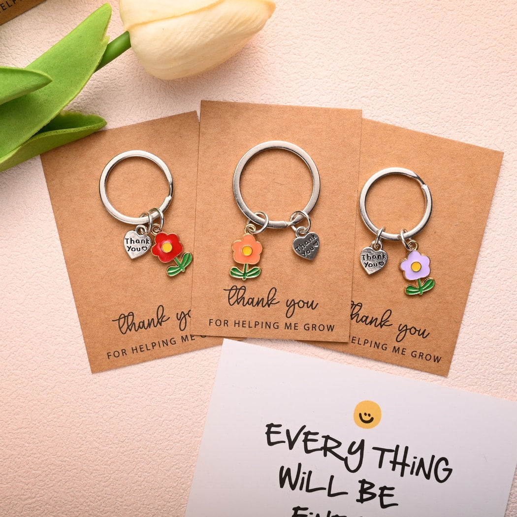 Taphug - Pocket Hug Heart Pendant Flower Keychain