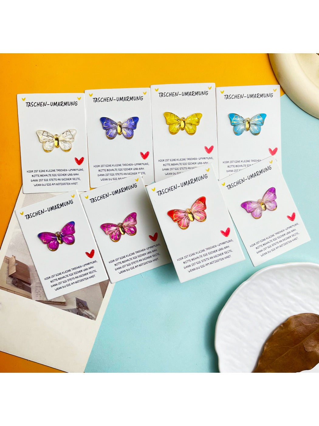 Taphug DIY Gradient Butterfly Pocket Hug Card folded with butterfly design on front