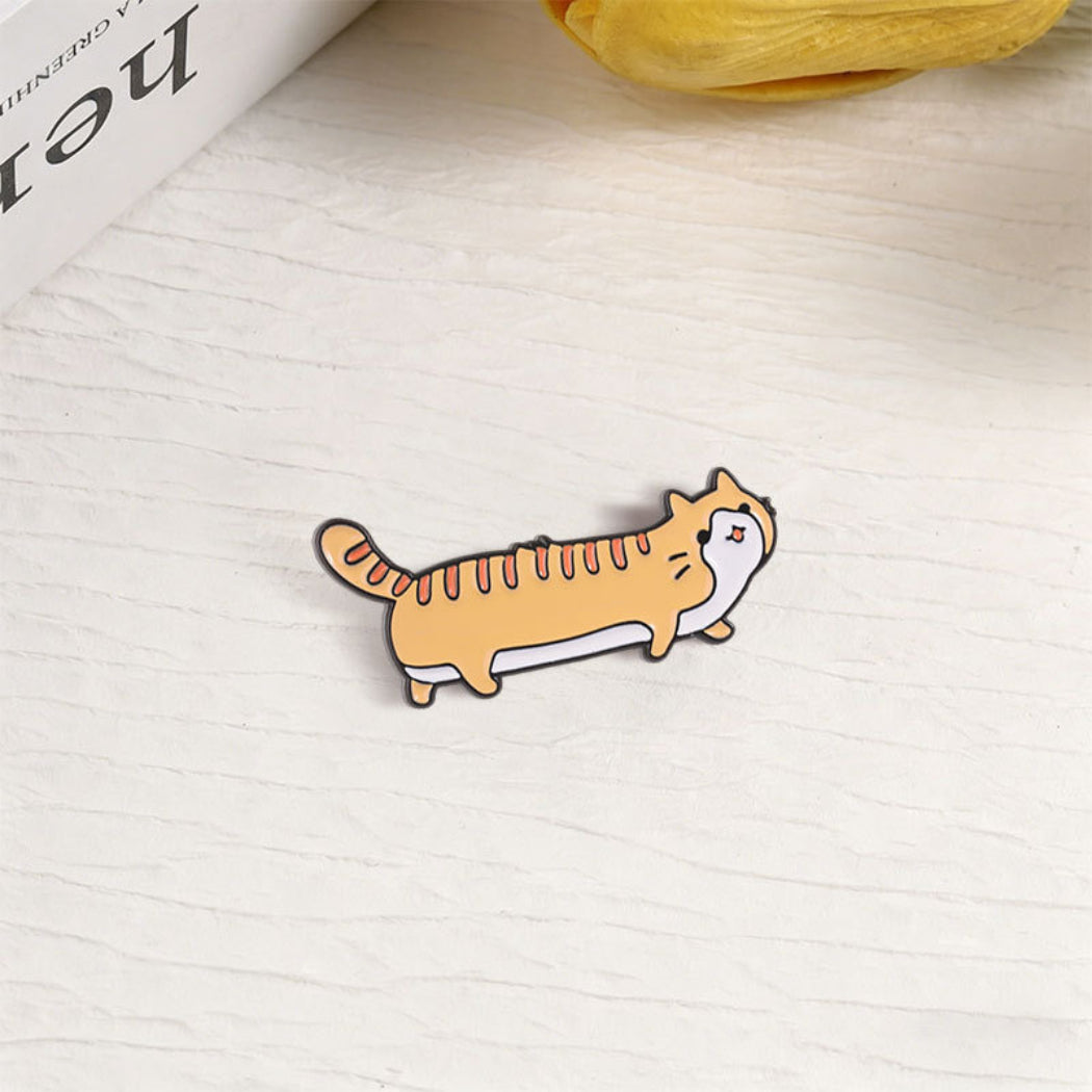 Pinori Long Orange Cat Enamel Pin