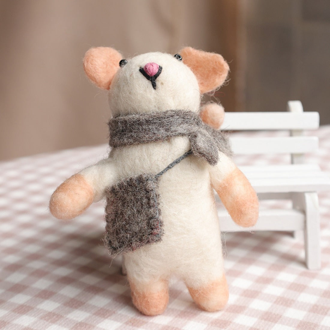 Handcrafted Wool Felt Cute Mouse Keychain