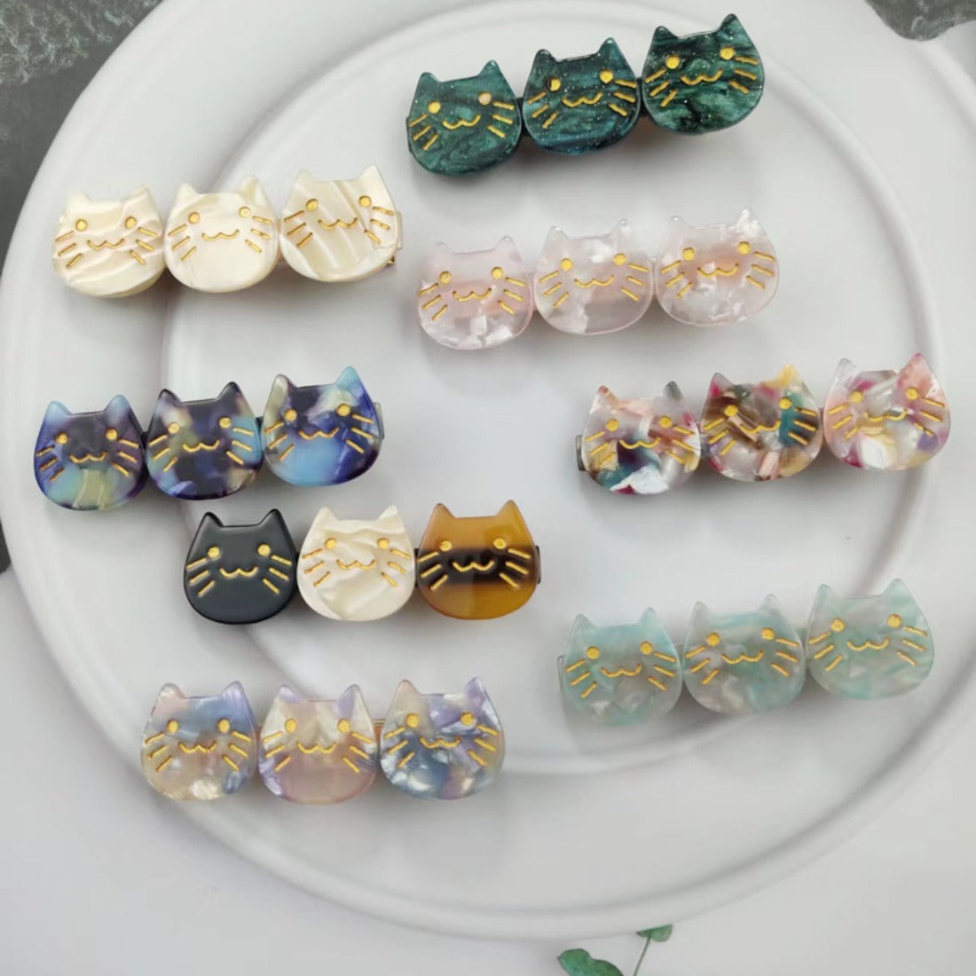 Cico - Three Cat Head Acetate Hair Clips