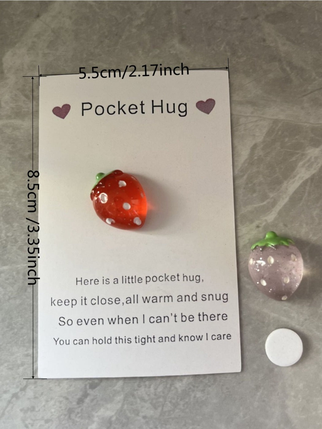 Taphug - Pocket Hug Romantic Strawberry pocket hug card and keepsake token view 5