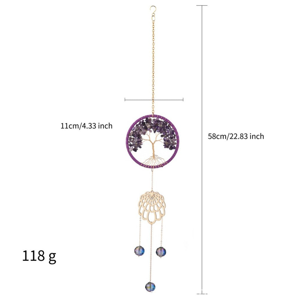 Side view of Somnira Tree of Life Dreamcatcher Suncatcher highlighting circular frame