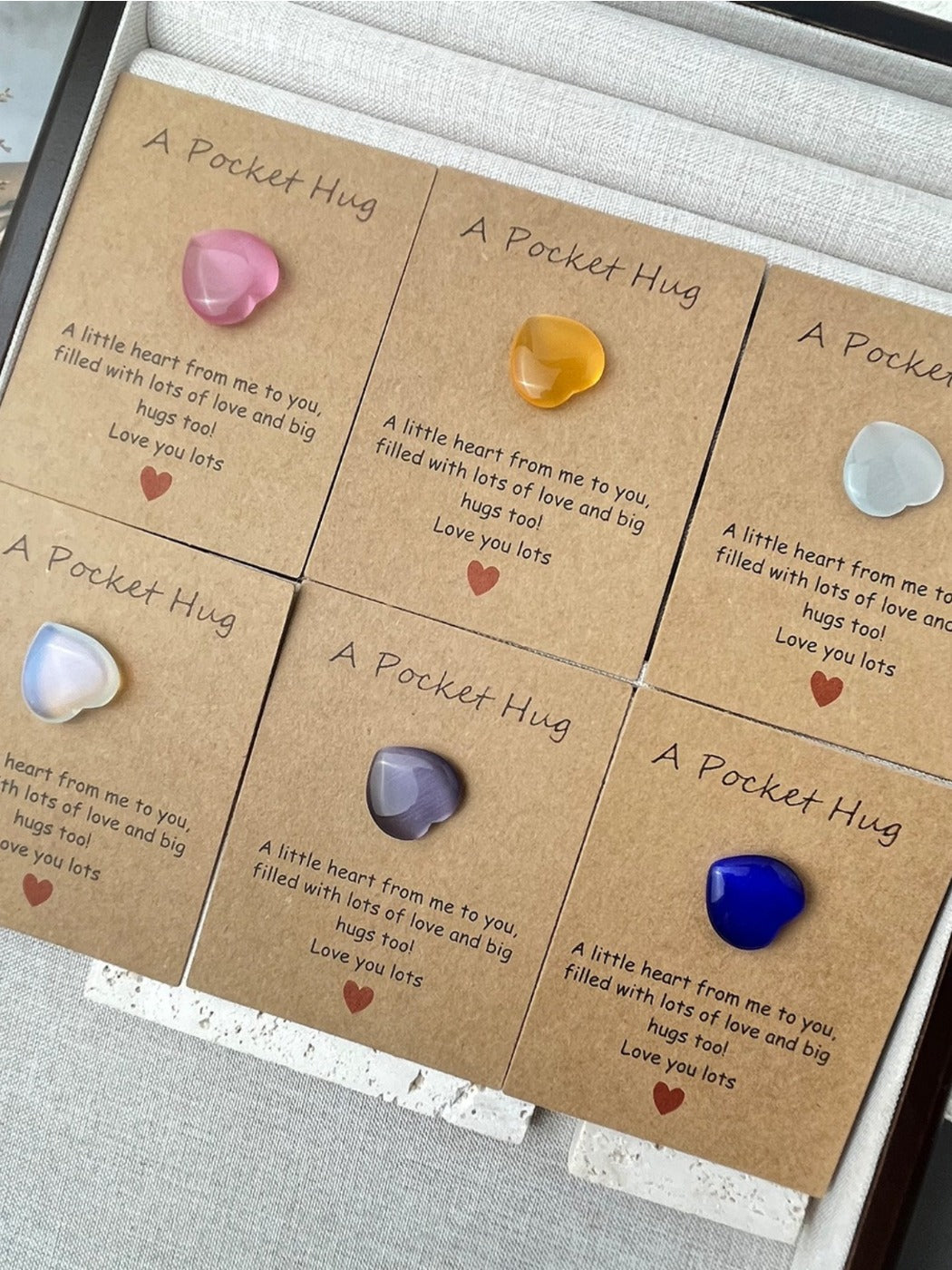 Taphug - Pocket Hug Glass Heart Gift pocket hug card and keepsake token