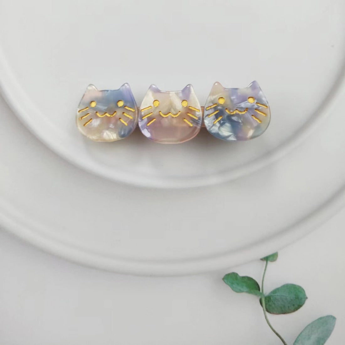 Cico - Three Cat Head Acetate Hair Clips