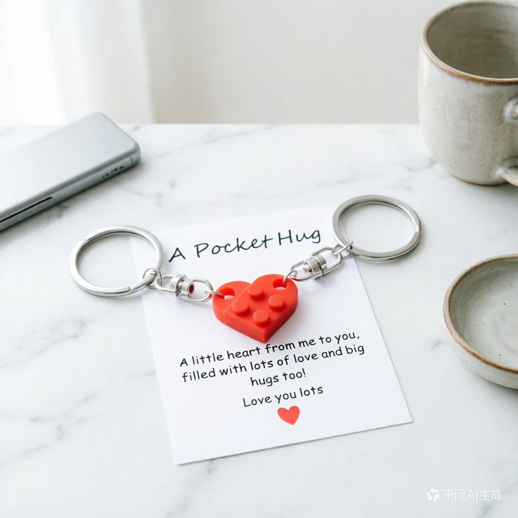 Taphug - Pocket Hug Building Block Heart Design Keychain