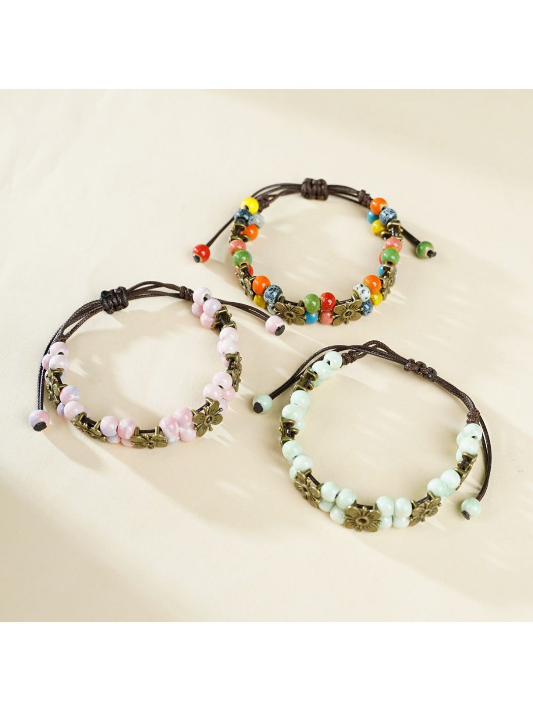 Emora - Elegant Ceramic Floral Beaded Bracelet