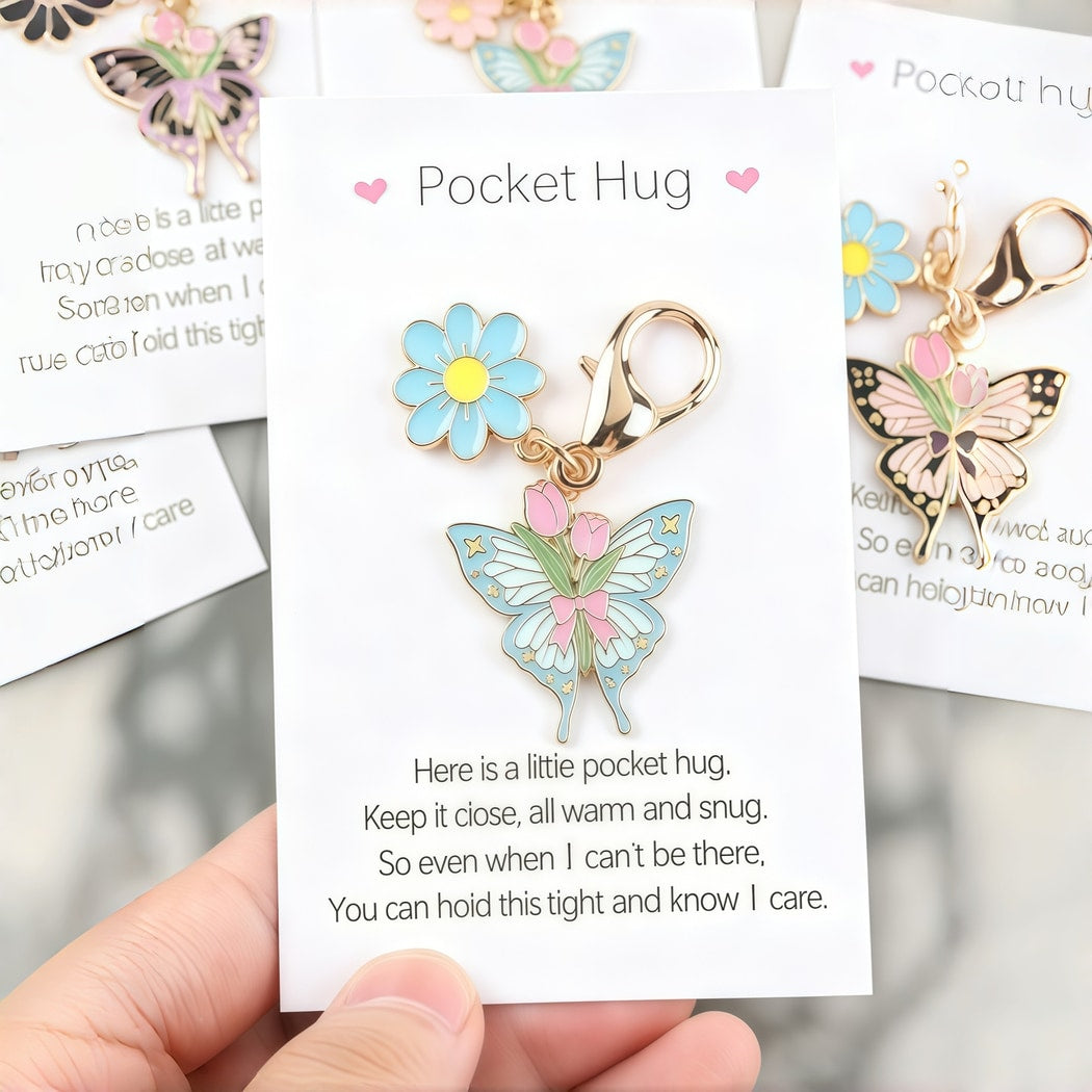 Taphug - Pocket Hug Enamel Butterfly Flower Token