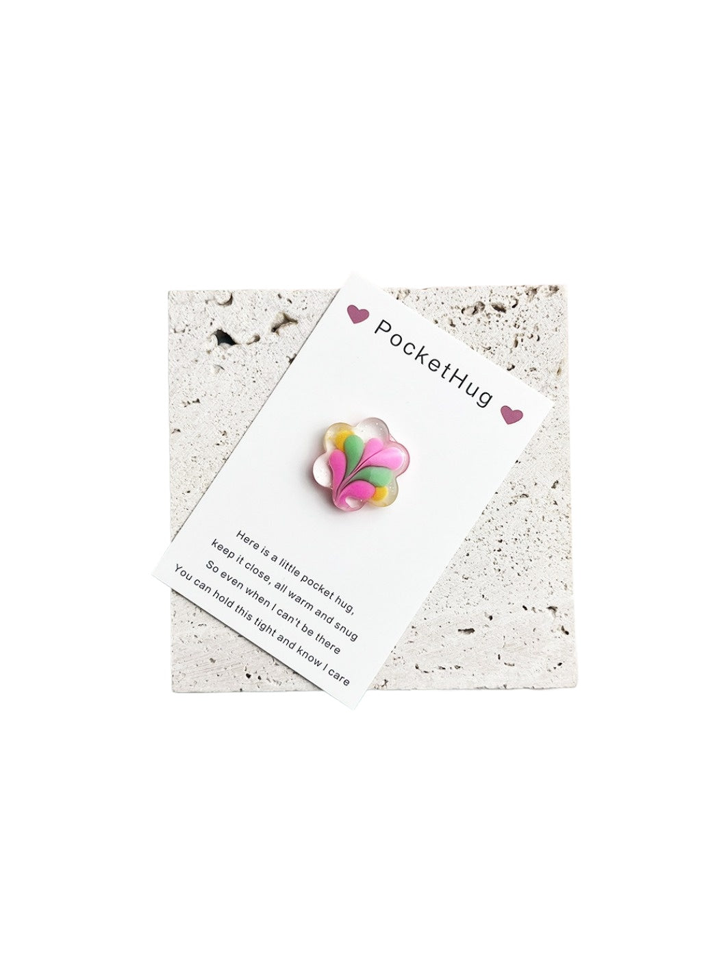 Taphug - Pocket Hug Colorful Resin Flower pocket hug card and keepsake token view 7