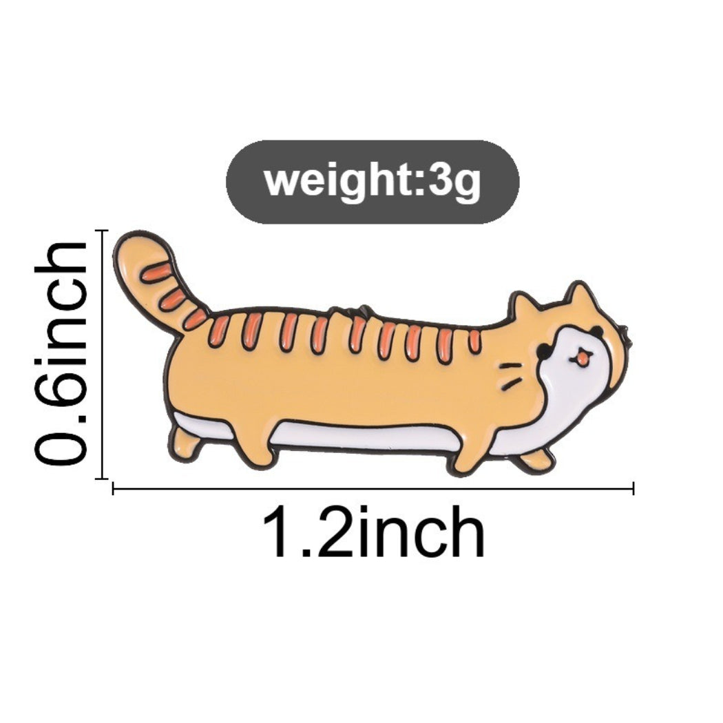Pinori Long Orange Cat Enamel Pin