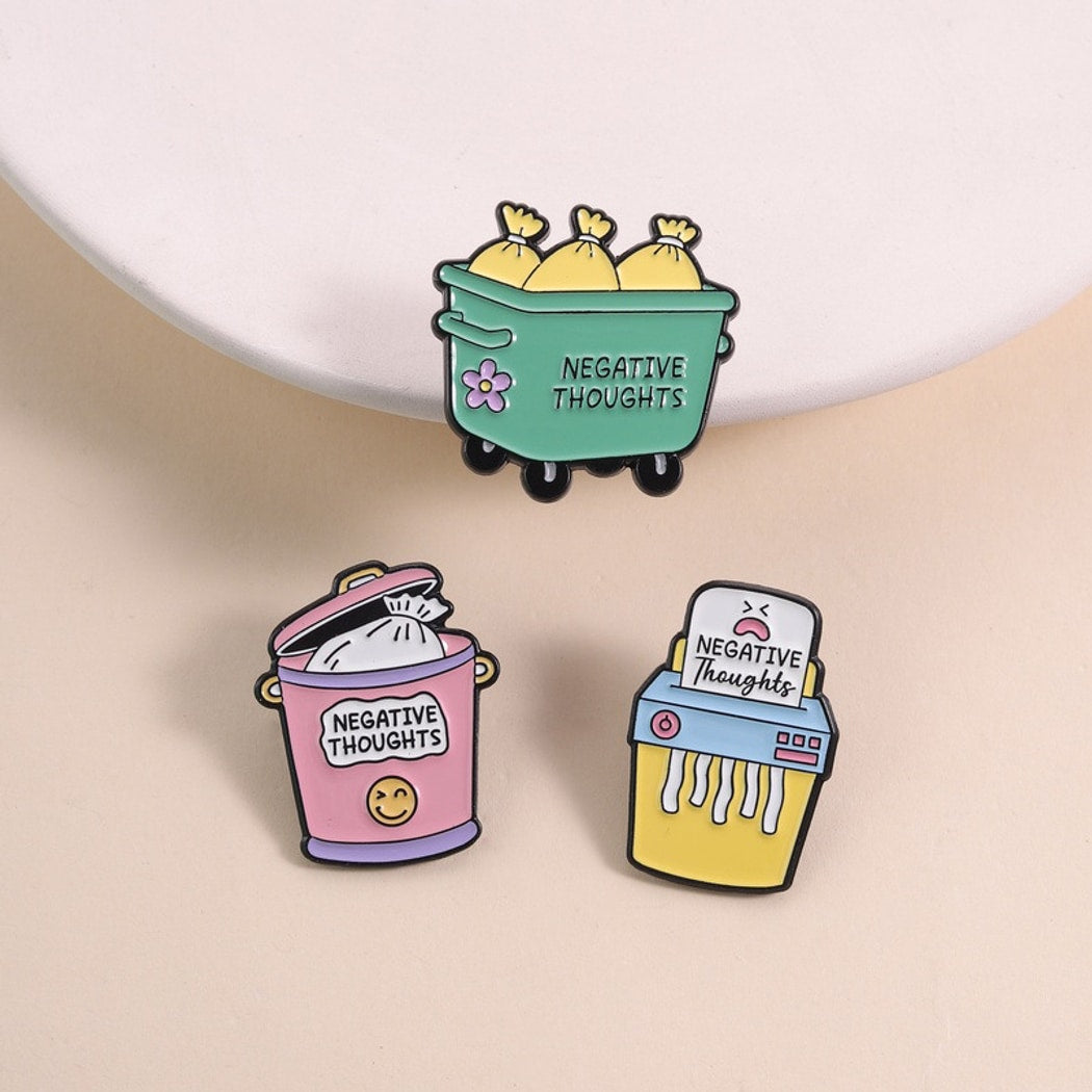 Pinori - Cute Cartoon Trash Can Novelty Pin