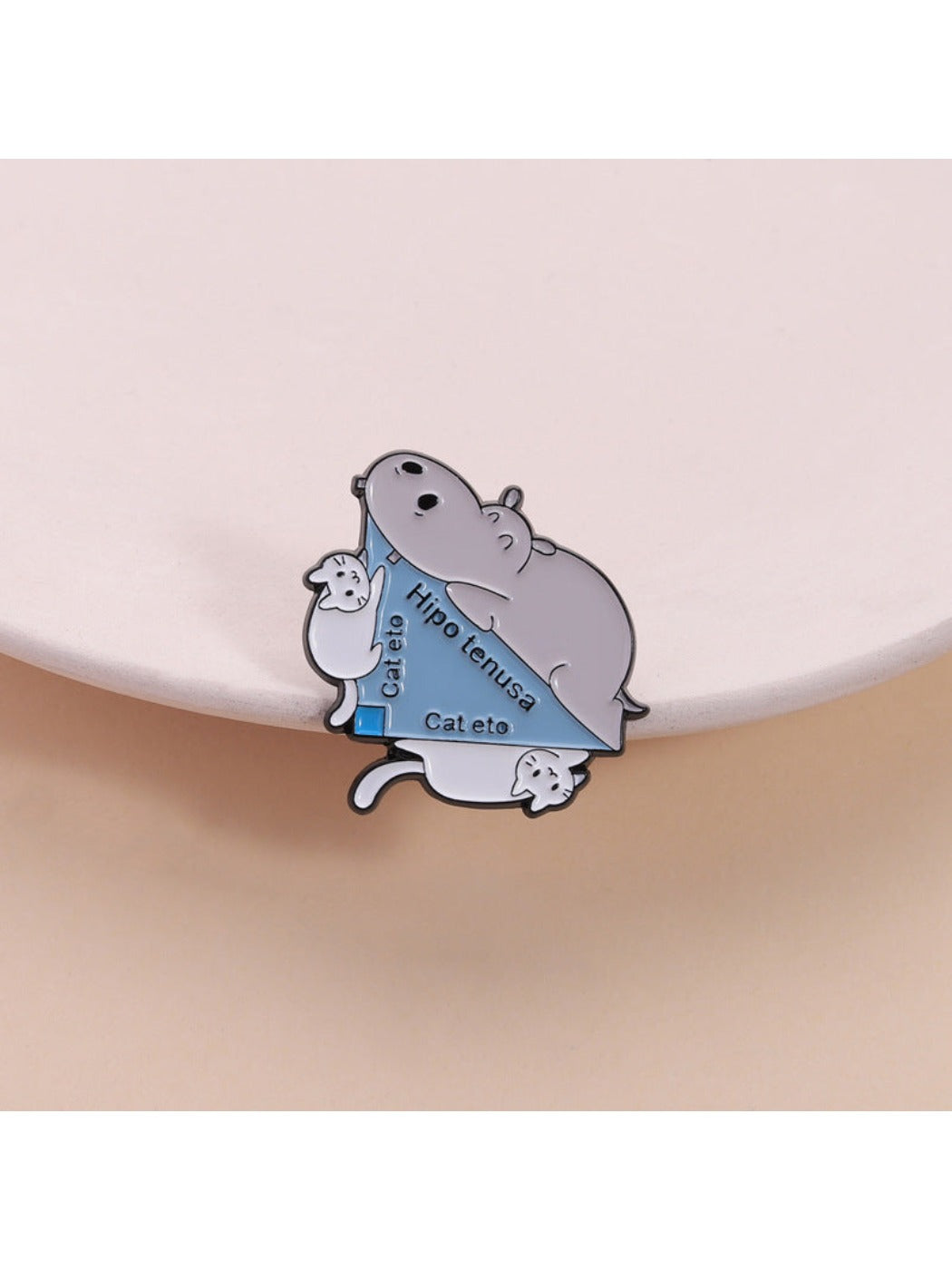 Pinori fun cute animal triangle brooch with colorful geometric design on white background